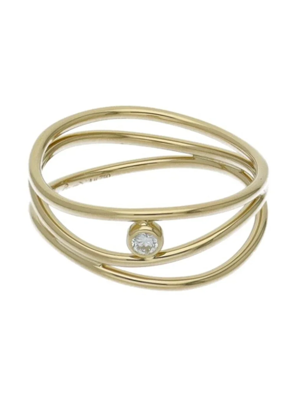 Tiffany & Co Elsa Peretti Wave Row Diamond Ring 18k Yellow Gold